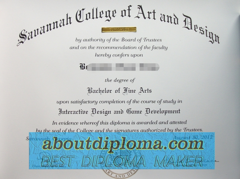 Copy Savannah College of Art and Design Diploma: A Step-by-Step Guide - 专业证书