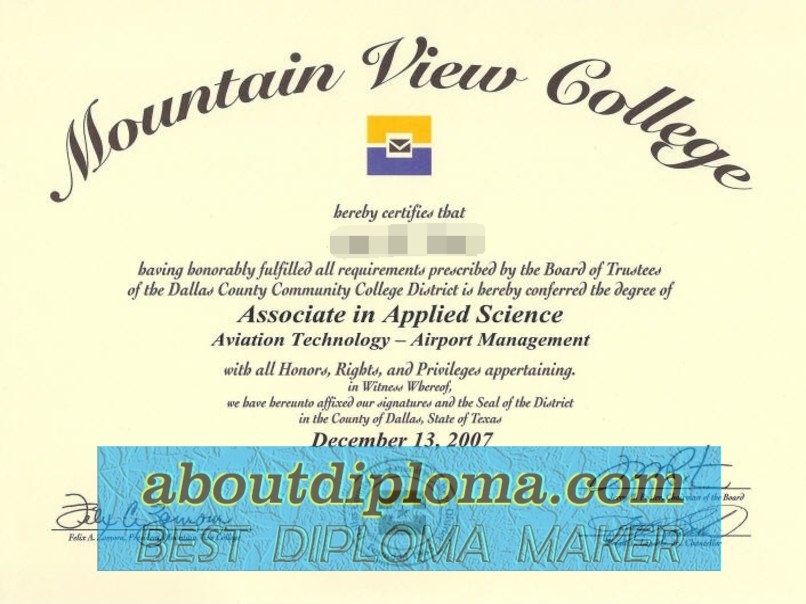 Replica Mountain View College Diploma: What You Need to Know - 专业证书
