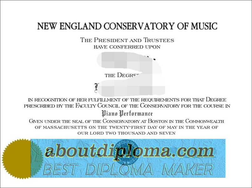 Replica New England Conservatory of Music Degree: Your Path to Musical Excellence - 专业证书