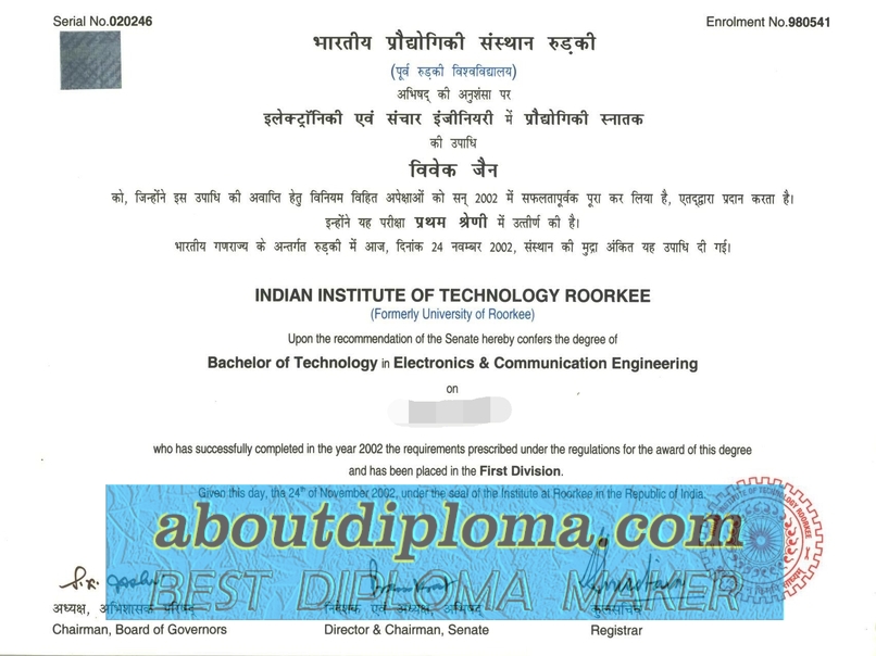 Buy Online: Indian Institutes of Technology (IIT) Roorkee Degree - 专业证书