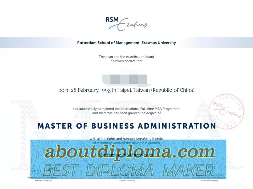 Buy Online: Rotterdam School of Management, Erasmus University Degree - 专业证书