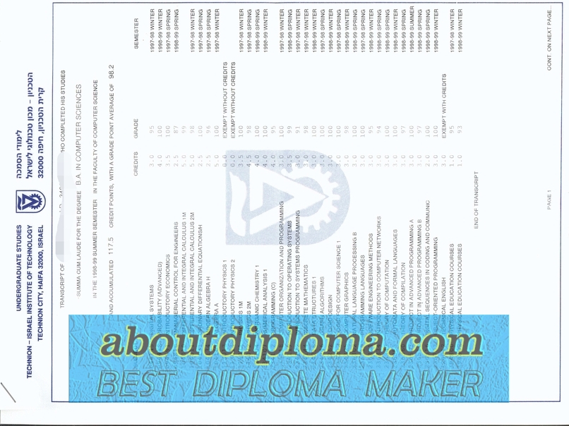 Copy Fake Technion Israel Institute of Technology Diploma: How to Do It Right - 专业证书