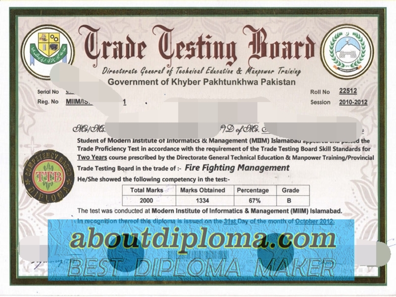 How to Create a Fake Khyber Pakhtunkhwa Trade Testing Board (KPTTB) Degree - 专业证书